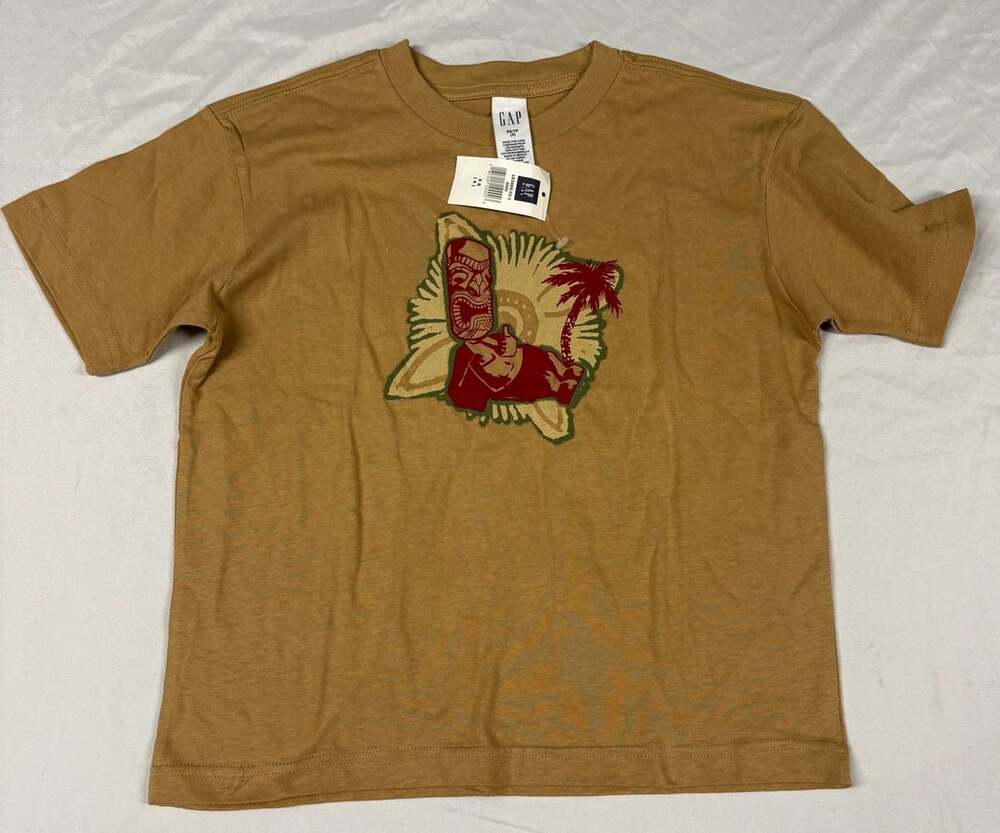 Gap Tiki Graphic T-Shirt Size 4 Brown Cotton